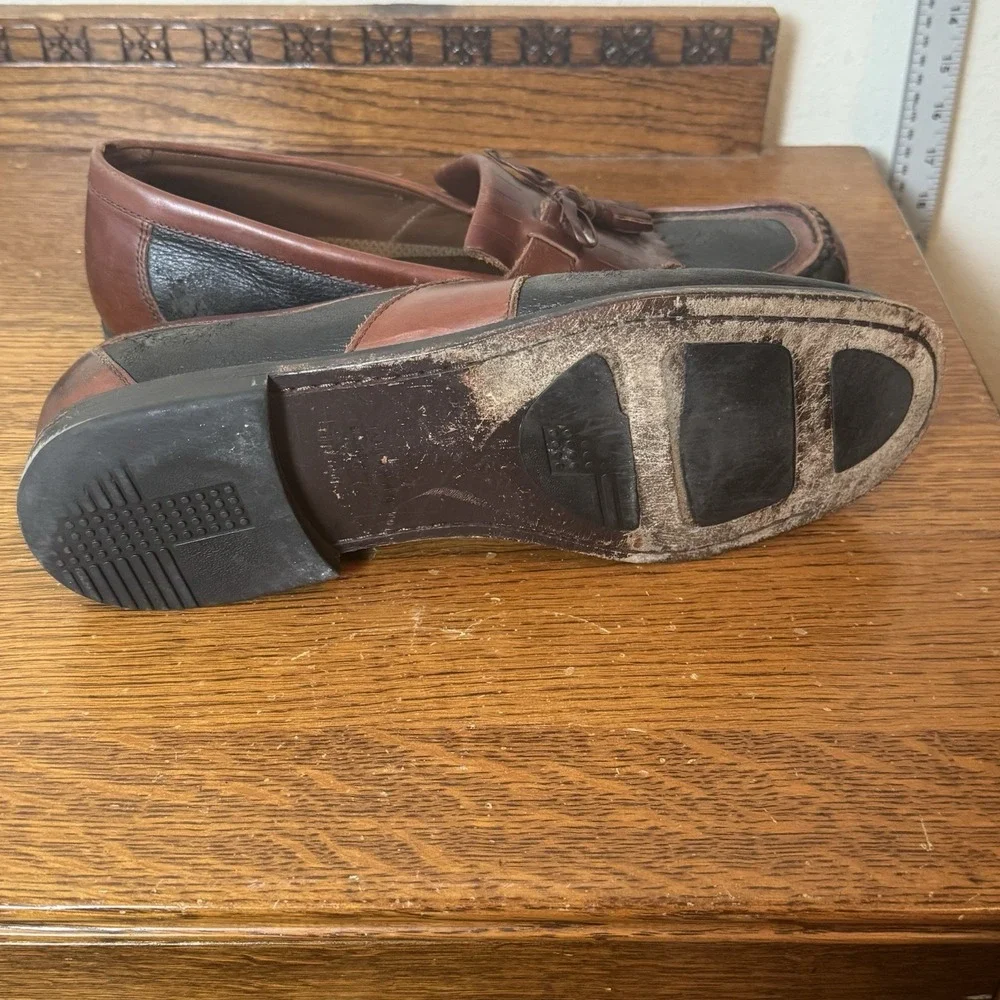 Vintage Johnson & Murphy Tassel‎ Loafers Mens Size 12 Two Tone Leather